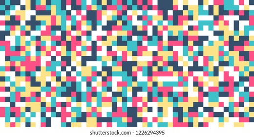 Color Halftone Background. Abstract Digital Texture with Color Squares for Print, Banner, Card, Web and Mobile Applications. Modern Tech Halftone Pattern with Color Pixels. Vector Texture.