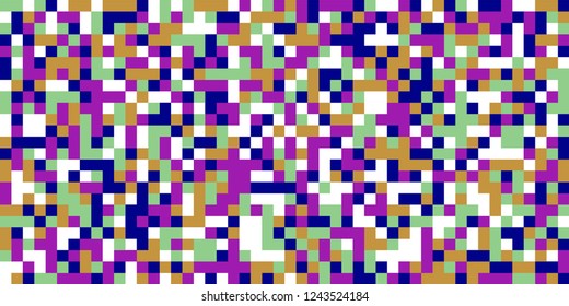 Color Halftone Background. Abstract Digital Texture with Color Squares for Print, Banner, Card, Web and Mobile Applications. Retro Tech Halftone Pattern with Color Pixels. Vector Texture.