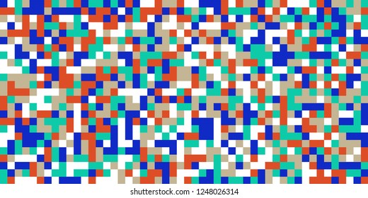 Color Halftone Background. Abstract Digital Texture with Color Squares for Print, Banner, Card, Web and Mobile Applications. Modern Tech Halftone Pattern with Color Pixels. Vector Texture.