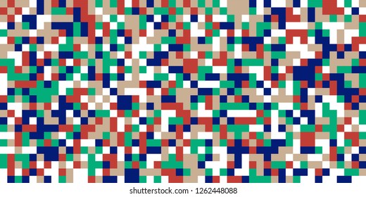 Color Halftone Background. Abstract Digital Texture with Color Squares for Print, Banner, Card, Web and Mobile Applications. Retro Tech Halftone Pattern with Color Pixels. Vector Texture.