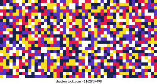 Color Halftone Background. Abstract Multicolor Texture with Squares for Print, Banner, Card, Web and Mobile Applications. Retro Tech Halftone Pattern with Color Pixels. Vector Texture.