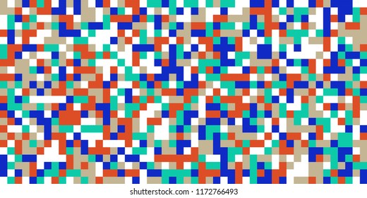 Color Halftone Background. Abstract Multicolor Texture with Squares for Print, Banner, Card, Web and Mobile Applications. Vintage Tech Halftone Pattern with Color Pixels. Vector Texture.