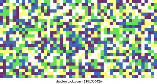 Color Halftone Background. Abstract Multicolor Texture with Squares for Print, Banner, Card, Web and Mobile Applications. Trendy Tech Halftone Pattern with Color Pixels. Vector Texture.