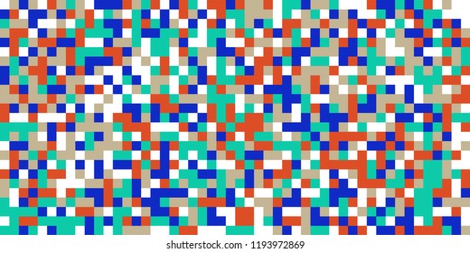 Color Halftone Background. Abstract Multicolor Texture with Squares for Print, Banner, Card, Web and Mobile Applications. Retro Tech Halftone Pattern with Color Pixels. Vector Texture.