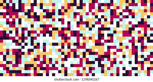 Color Halftone Background. Abstract Multicolor Texture with Squares for Print, Banner, Card, Web and Mobile Applications. Retro Tech Halftone Pattern with Color Pixels. Vector Texture.