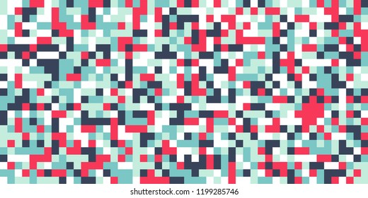 Color Halftone Background. Abstract Multicolor Texture with Squares for Print, Banner, Card, Web and Mobile Applications. Vintage Tech Halftone Pattern with Color Pixels. Vector Texture.