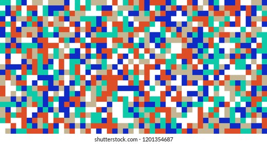 Color Halftone Background. Abstract Multicolor Texture with Squares for Print, Banner, Card, Web and Mobile Applications. Trendy Tech Halftone Pattern with Color Pixels. Vector Texture.