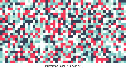 Color Halftone Background. Abstract Multicolor Texture with Squares for Print, Banner, Card, Web and Mobile Applications. Vintage Tech Halftone Pattern with Color Pixels. Vector Texture.