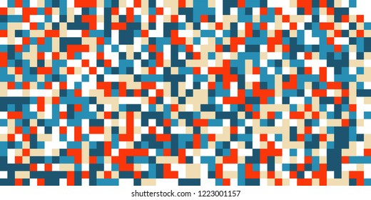 Color Halftone Background. Abstract Multicolor Texture with Squares for Print, Banner, Card, Web and Mobile Applications. Vintage Tech Halftone Pattern with Color Pixels. Vector Texture.