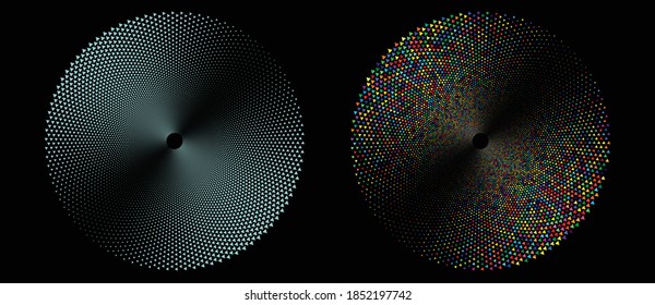 Círculo de color de media tonalidad con efecto de brillo. Recorta el fondo como logotipo o icono.
