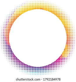 Color halftone frame. Abstract halftone pattern vector background.