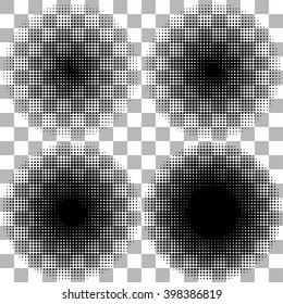 Color halftone on transparent background. Vector template