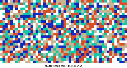 Color Halftone Pattern. Abstract Digital Texture with Color Squares for Print, Banner, Card, Web and Mobile Applications. Vintage Tech Halftone