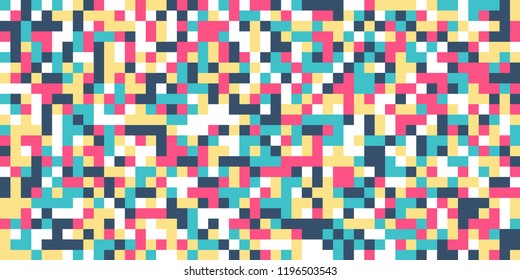 Color Halftone Pattern. Abstract Digital Texture with Color Squares for Print, Banner, Card, Web and Mobile Applications. Retro Tech Halftone Pattern with Color Pixels. Vector Texture.