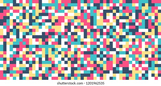Color Halftone Pattern. Abstract Digital Texture with Color Squares for Print, Banner, Card, Web and Mobile Applications. Retro Tech Halftone Pattern with Color Pixels. Vector Texture.