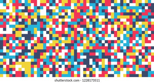 Color Halftone Pattern. Abstract Digital Texture with Color Squares for Print, Banner, Card, Web and Mobile Applications. Trendy Tech Halftone Pattern with Color Pixels. Vector Texture.