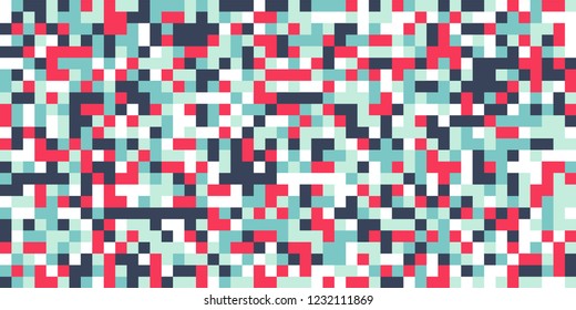 Color Halftone Pattern. Abstract Digital Texture with Color Squares for Print, Banner, Card, Web and Mobile Applications. Retro Tech Halftone
