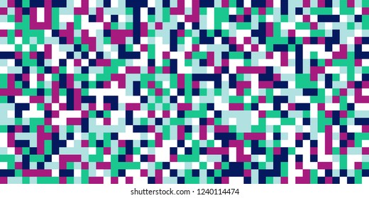 Color Halftone Pattern. Abstract Digital Texture with Color Squares for Print, Banner, Card, Web and Mobile Applications. Retro Tech Halftone Pattern with Color Pixels. Vector Texture.