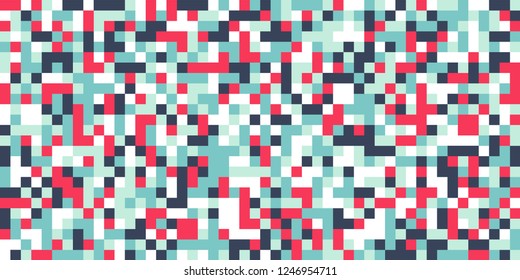 Color Halftone Pattern. Abstract Digital Texture with Color Squares for Print, Banner, Card, Web and Mobile Applications. Vintage Tech Halftone Pattern with Color Pixels. Vector Texture.