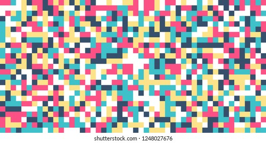 Color Halftone Pattern. Abstract Digital Texture with Color Squares for Print, Banner, Card, Web and Mobile Applications. Modern Tech Halftone Pattern with Color Pixels. Vector Texture.