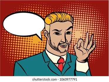 Color halftone and Pop art style.Handsome men comic.Businese man halftone.