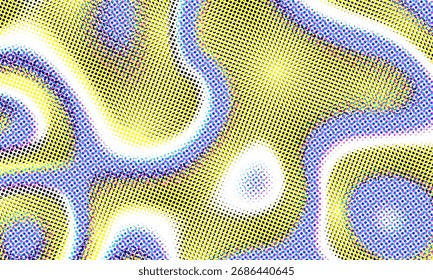 Color halftone texture, abstract gradient background with moire effect, circles pattern for design concepts, wallpapers, posters, web, presentations and prints. Vector illustration.