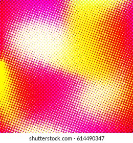 Color halftone texture, abstract gradient background with moire effect, circles pattern for design concepts, wallpapers, posters, web, presentations and prints. Vector illustration.