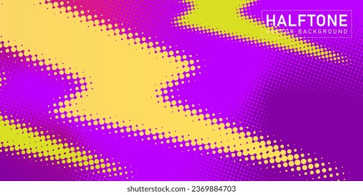 Color halftone texture, abstract purple dotted gradient background with lightning bolt