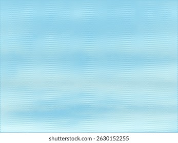 Color halftone texture of blue sky with clouds. Abstract cloud pattern vector dotted pixel texture background with copy space.