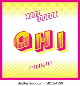color halftone typography S,T,U,V vector