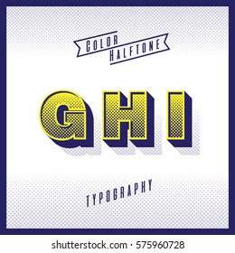 color halftone typography vector g,h,i