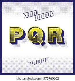 color halftone typography vector p,q,r