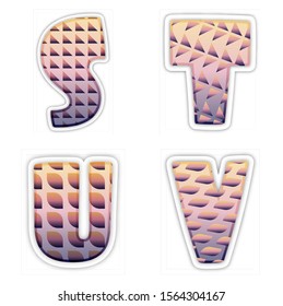 color halftone typography vector s,t,u,v