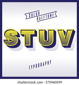 color halftone typography vector s,t,u,v