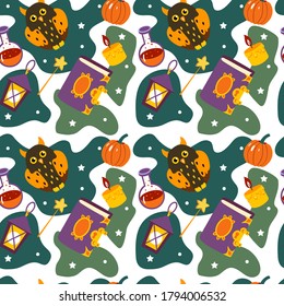 Color halloween pattern, seamless, decorative design, vector illustration