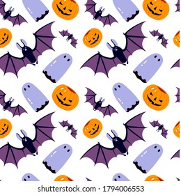 Color halloween pattern, seamless, decorative design, vector illustration