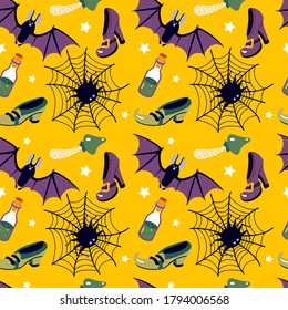 Patrón de halloween de color, sin inconvenientes, diseño decorativo, ilustración vectorial