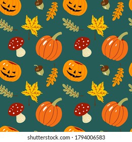 Color halloween pattern, seamless, decorative design, vector illustration