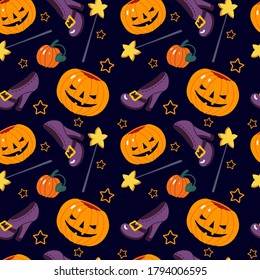 Color halloween pattern, seamless, decorative design, vector illustration