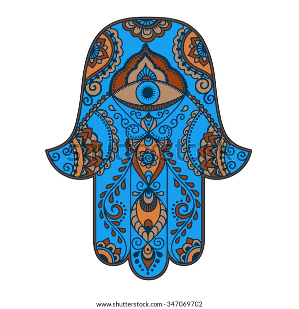 Color Hamsa Hand Drawn Symbol Decorative Stock Vector (Royalty Free ...