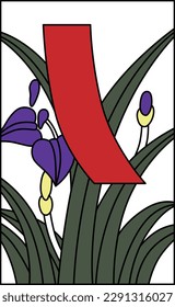 Color Hanafuda Iris Moriwaka Satsuki Red Short May Iris and Red Short