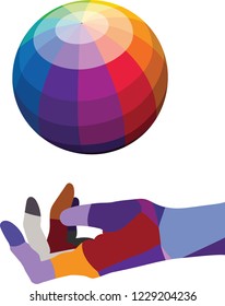 color hand and color ball