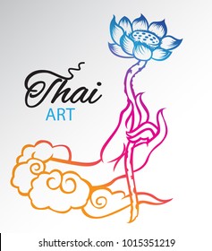 color hand colorfull Lotus flower. vector illustration Tattoo