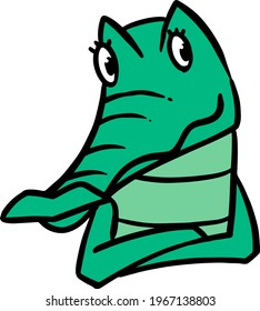 Color hand drawn female alligator cartoon character