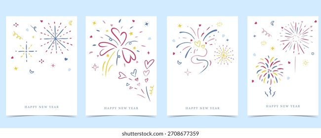 Color hand drawn firework background for party new year celebration