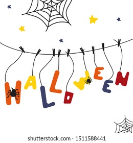 Color hand drawn happy halloween illustration