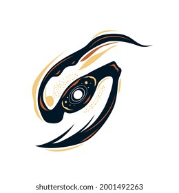 Color hand drawn image of galaxy vector illustration