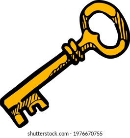 Color hand drawn key vector illustration
