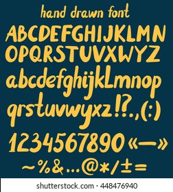color hand drawn letters, punctuation, numbers and  mathematical signs, alphabet, font