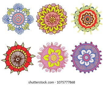 color hand drawn mandala set